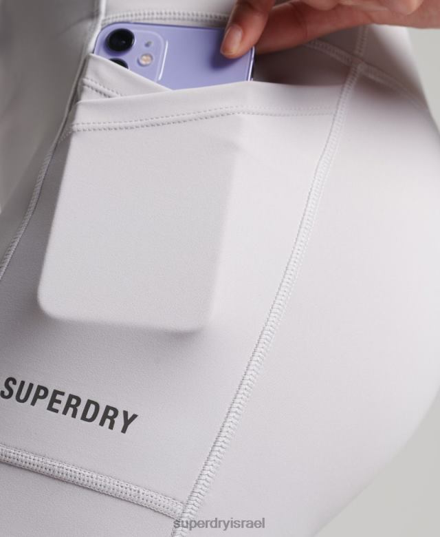 il Superdry נשים לרוץ 7/8 חותלות צמודות אפור בהיר 4LX2Z6334 הַלבָּשָׁה