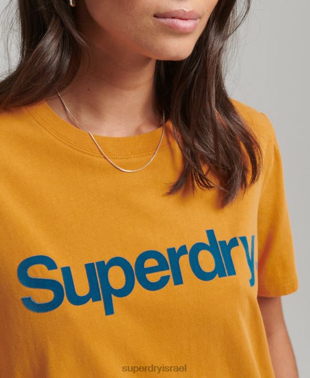 il Superdry נשים חולצת טריקו עם לוגו ליבה משנות ה-80 זהב 4LX2Z2748 הַלבָּשָׁה