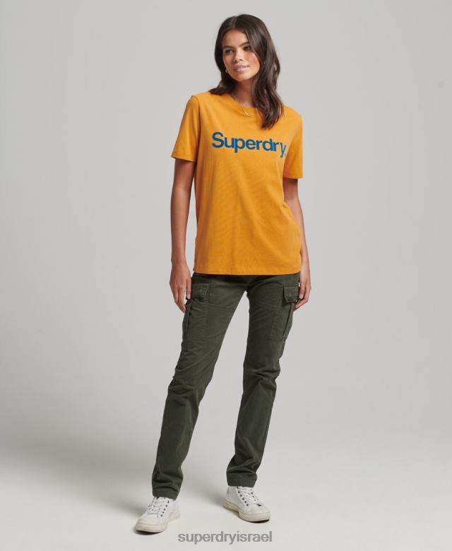 il Superdry נשים חולצת טריקו עם לוגו ליבה משנות ה-80 זהב 4LX2Z2748 הַלבָּשָׁה