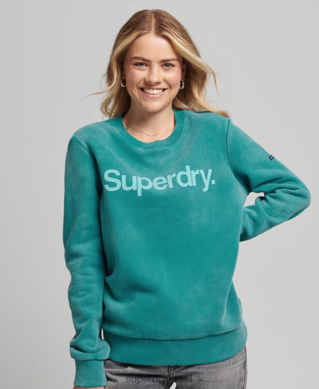 il Superdry נשים סווטשירט צוות של שנות ה-80 עם לוגו ליבה וינטג' כְּחוֹל 4LX2Z5860 הַלבָּשָׁה