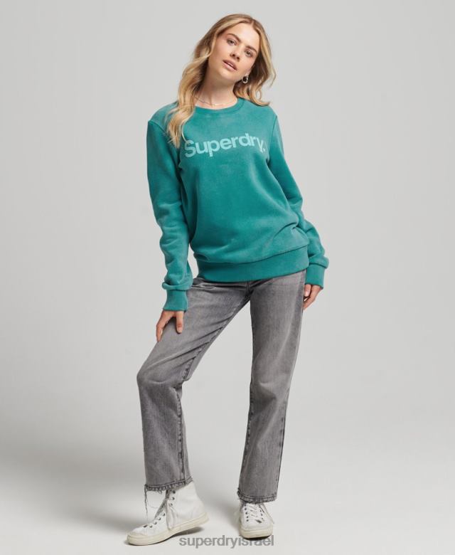 il Superdry נשים סווטשירט צוות של שנות ה-80 עם לוגו ליבה וינטג' כְּחוֹל 4LX2Z5860 הַלבָּשָׁה