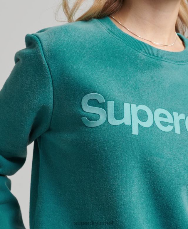 il Superdry נשים סווטשירט צוות של שנות ה-80 עם לוגו ליבה וינטג' כְּחוֹל 4LX2Z5860 הַלבָּשָׁה