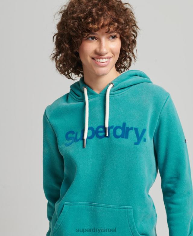 il Superdry נשים קפוצ'ון שנות ה-80 לוגו ליבה כְּחוֹל 4LX2Z6073 הַלבָּשָׁה