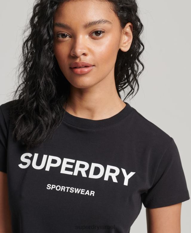 il Superdry נשים חולצת טריקו גרפית משנות ה-90 שָׁחוֹר 4LX2Z2150 הַלבָּשָׁה