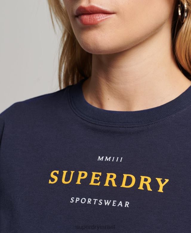 il Superdry נשים חולצת טריקו גרפית משנות ה-90 חיל הים 4LX2Z2614 הַלבָּשָׁה