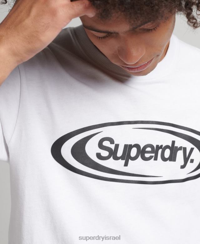 il Superdry גברים משחק על חולצת לוגו של שנות ה-90 לבן 4LX2Z4813 הַלבָּשָׁה