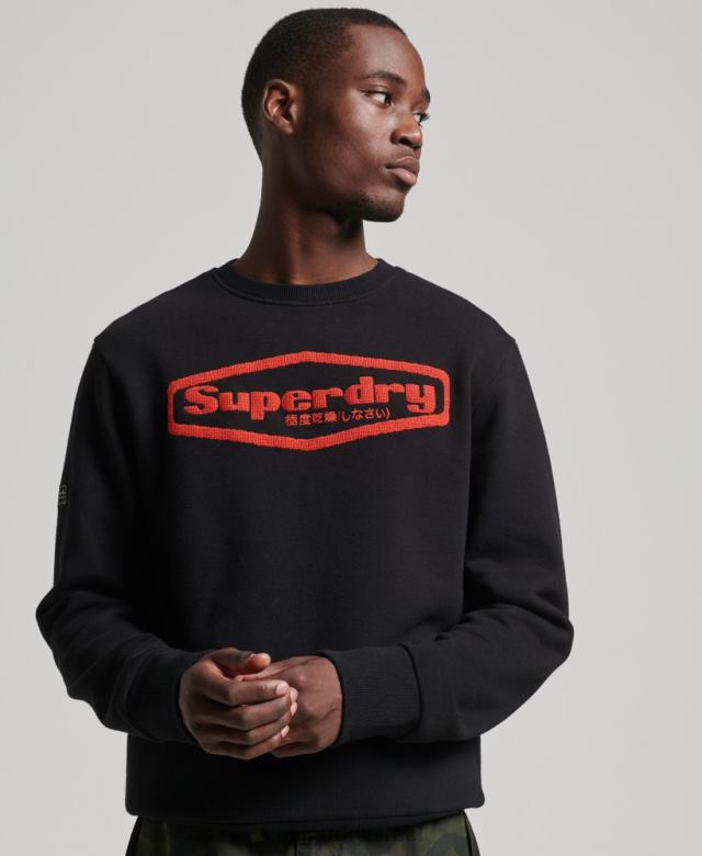 il Superdry גברים משחק וינטג' על סווטשירט לוגו שנות ה-90 שָׁחוֹר 4LX2Z5074 הַלבָּשָׁה