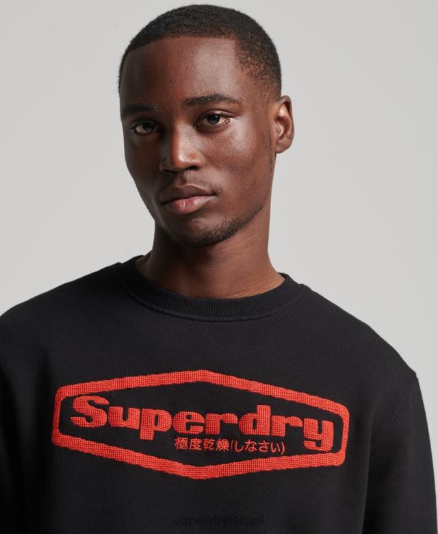 il Superdry גברים משחק וינטג' על סווטשירט לוגו שנות ה-90 שָׁחוֹר 4LX2Z5074 הַלבָּשָׁה