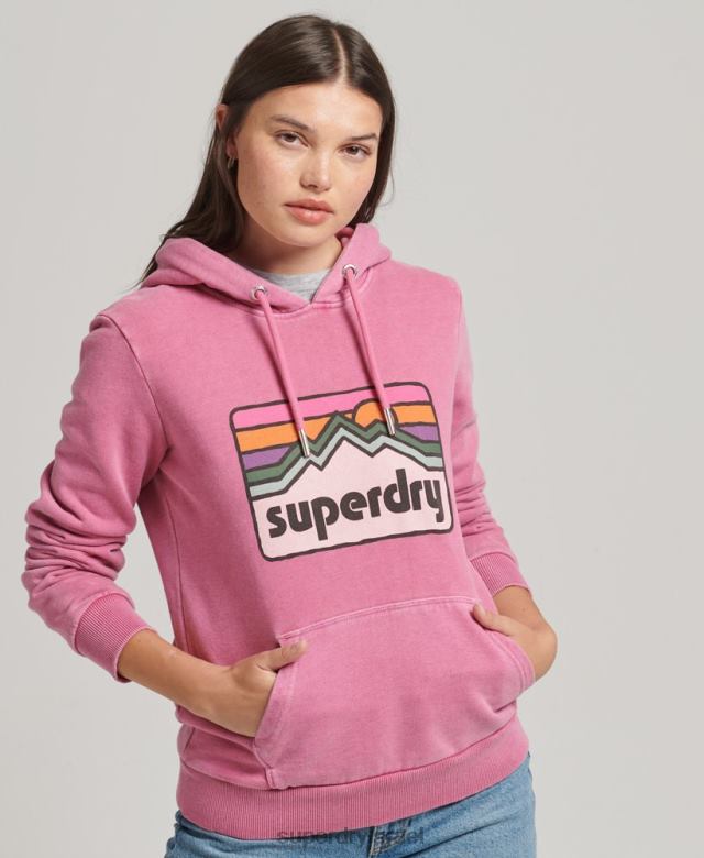 il Superdry נשים קפוצ'ון גרפי שטח משנות ה-90 וָרוֹד 4LX2Z5749 הַלבָּשָׁה