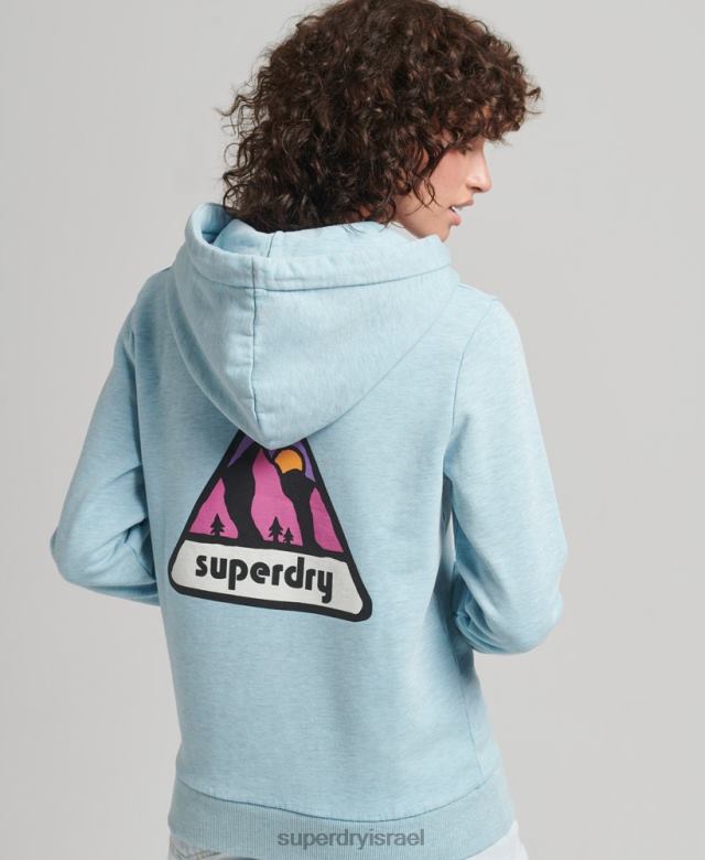 il Superdry נשים קפוצ'ון גרפי שטח משנות ה-90 כחול בהיר 4LX2Z5907 הַלבָּשָׁה