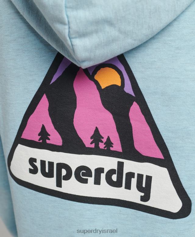 il Superdry נשים קפוצ'ון גרפי שטח משנות ה-90 כחול בהיר 4LX2Z5907 הַלבָּשָׁה