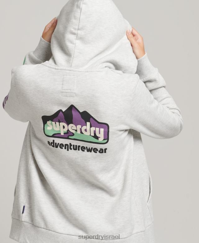 il Superdry נשים קפוצ'ון עם רוכסן שטח משנות ה-90 אפור בהיר 4LX2Z6057 הַלבָּשָׁה