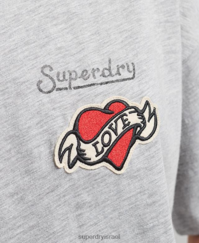 il Superdry נשים חולצת טריקו רפויה בגזרה משנות ה-90 אפור 4LX2Z6247 הַלבָּשָׁה