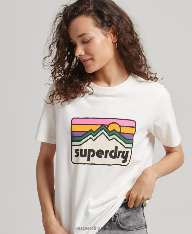 il Superdry נשים חולצת טריקו גרפית משנות ה-90 לבן 4LX2Z6276 הַלבָּשָׁה