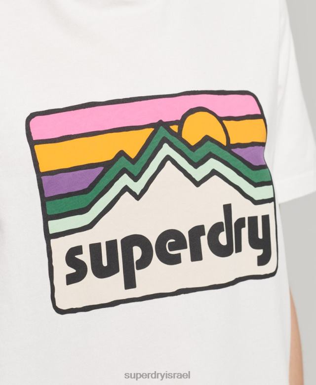 il Superdry נשים חולצת טריקו גרפית משנות ה-90 לבן 4LX2Z6276 הַלבָּשָׁה