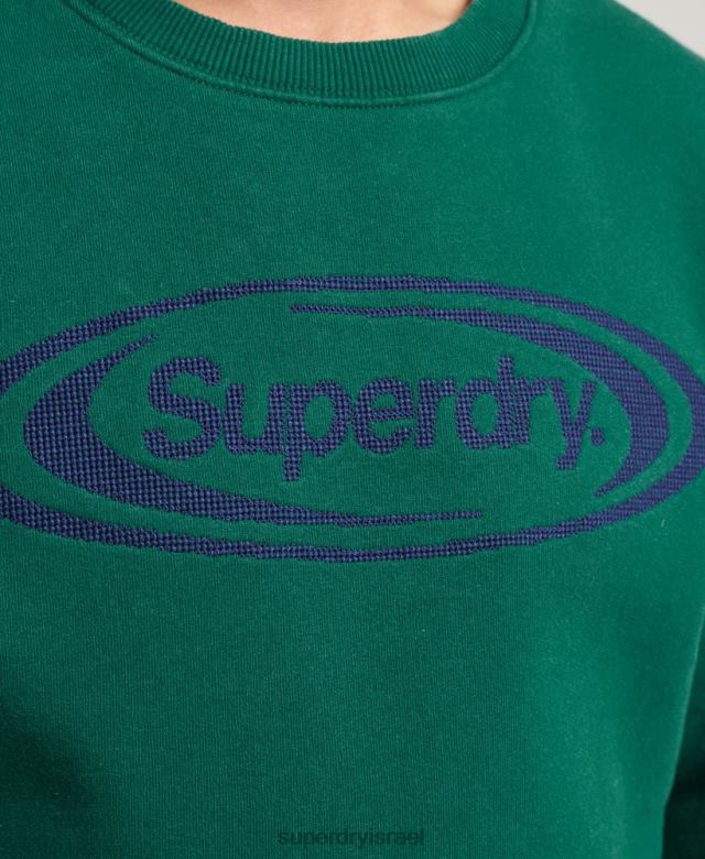 il Superdry גברים משחק וינטג' על סווטשירט לוגו שנות ה-90 ירוק 4LX2Z785 הַלבָּשָׁה