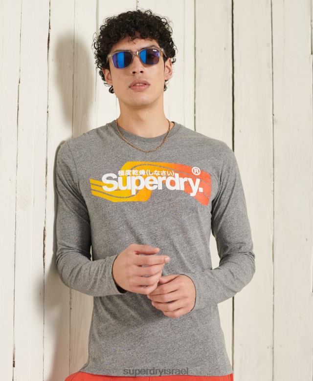 il Superdry גברים חלק עליון עם שרוולים ארוכים של Cali לוגו ליבה אפור 4LX2Z6462 הַלבָּשָׁה