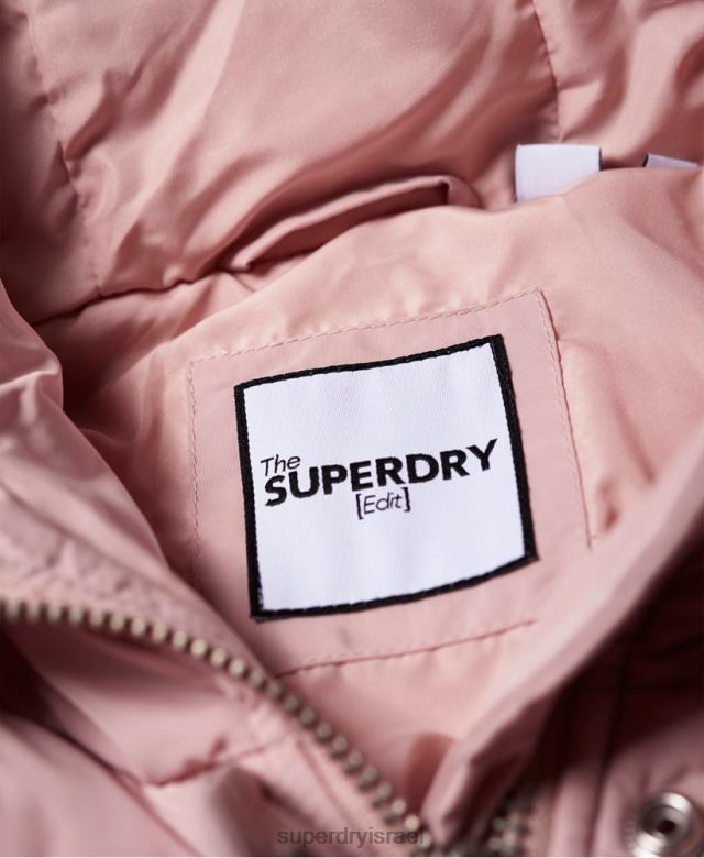 il Superdry נשים Luxe Longline Puffer Jacket וָרוֹד 4LX2Z3848 הַלבָּשָׁה