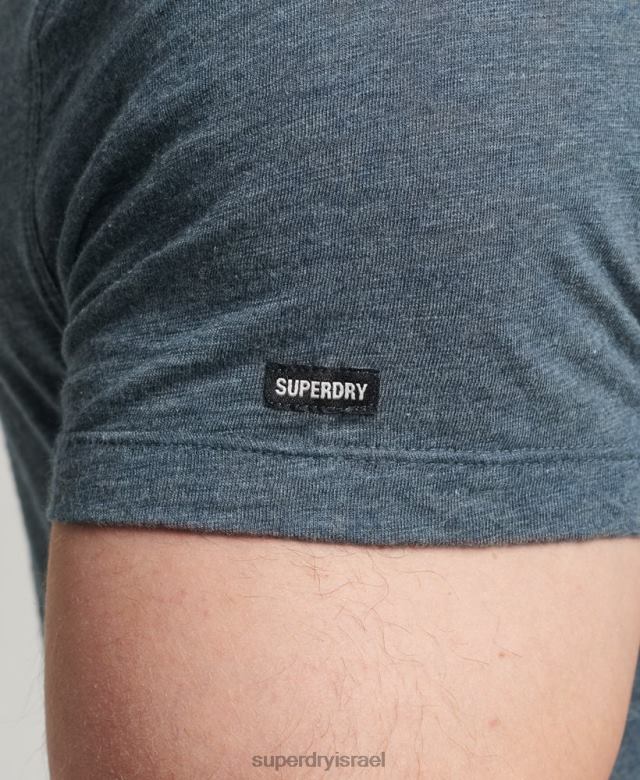 il Superdry גברים חולצת טריקו מכותנה אורגנית עם צווארון V כְּחוֹל 4LX2Z4819 הַלבָּשָׁה