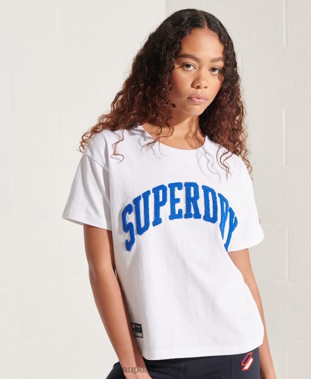 il Superdry נשים חולצת טריקו קופסתית של וארסיטי arch לבן 4LX2Z6296 הַלבָּשָׁה