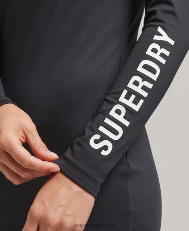 il Superdry נשים שמלת מיני bodycon עם שרוולים ארוכים שָׁחוֹר 4LX2Z6518 הַלבָּשָׁה