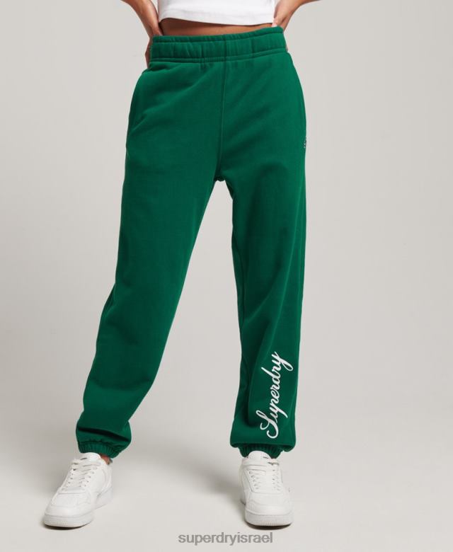 il Superdry נשים תסריט גרפי boyfriend joggers ירוק 4LX2Z6685 הַלבָּשָׁה