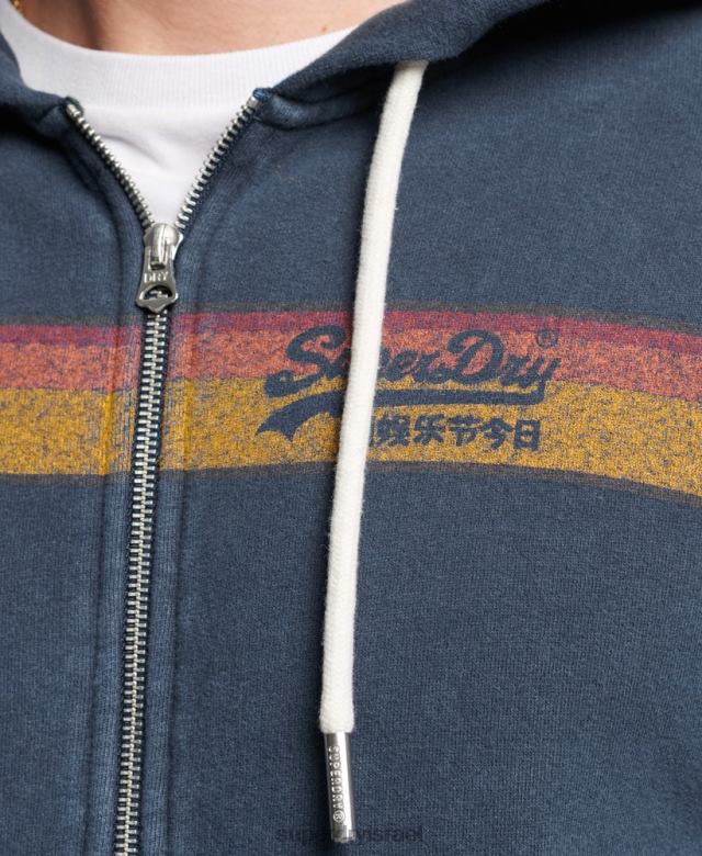 il Superdry גברים קפוצ'ון קפוצ'ון עם לוגו וינטג' מסוג cali חיל הים 4LX2Z454 הַלבָּשָׁה