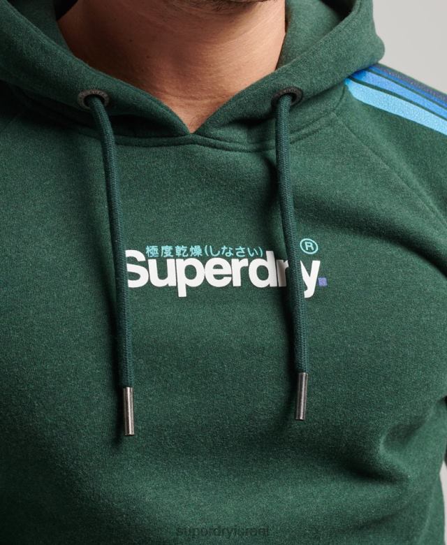 il Superdry גברים קפוצ'ון לוגו ליבת פס שרוול cali ירוק 4LX2Z879 הַלבָּשָׁה