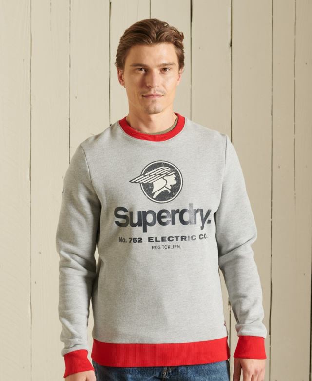 il Superdry גברים סווטשירט של צוות צלצול core לוגו אמריקאי קלאסי אפור 4LX2Z5232 הַלבָּשָׁה