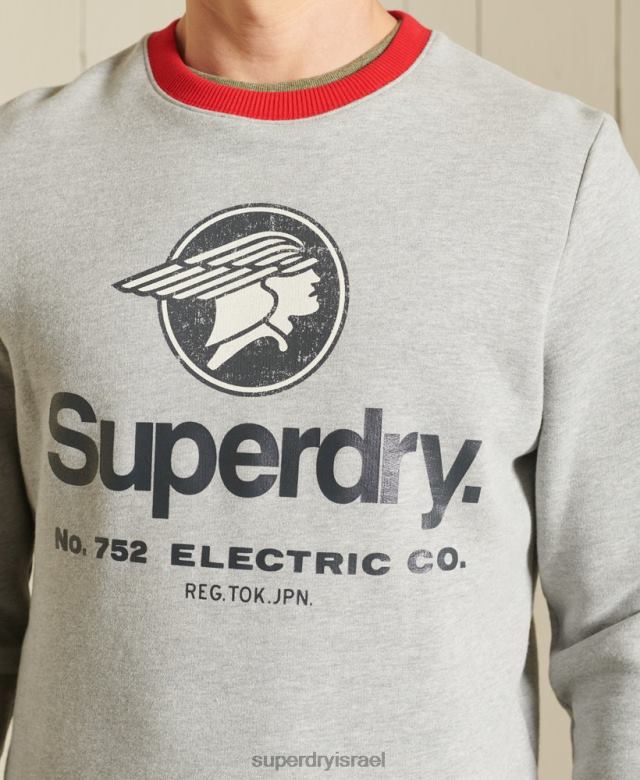 il Superdry גברים סווטשירט של צוות צלצול core לוגו אמריקאי קלאסי אפור 4LX2Z5232 הַלבָּשָׁה