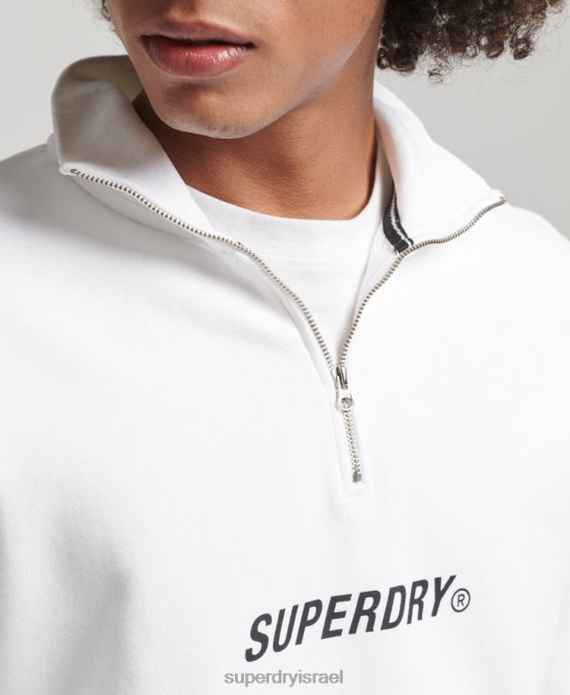 il Superdry גברים סווטשירט חצי רוכסן קוד core sport לבן 4LX2Z5182 הַלבָּשָׁה