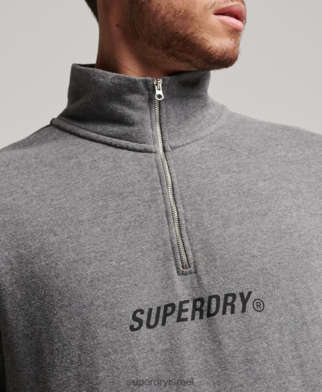 il Superdry גברים סווטשירט חצי רוכסן קוד core sport אפור כהה 4LX2Z757 הַלבָּשָׁה