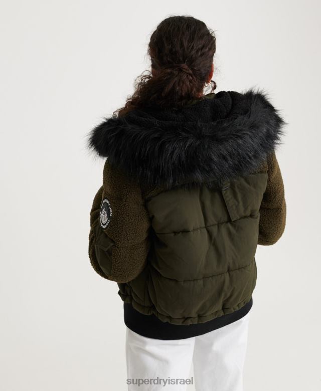 il Superdry נשים מעיל בומבר של ella sherpa חָקִי 4LX2Z3855 הַלבָּשָׁה