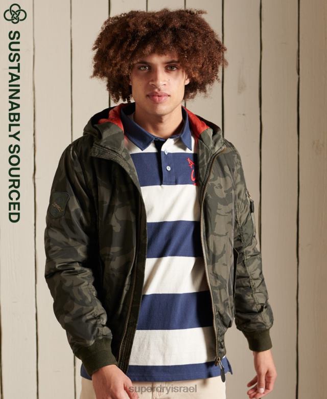 il Superdry גברים מעיל בומבר עם קפוצ'ון ma1 ירוק 4LX2Z4575 הַלבָּשָׁה