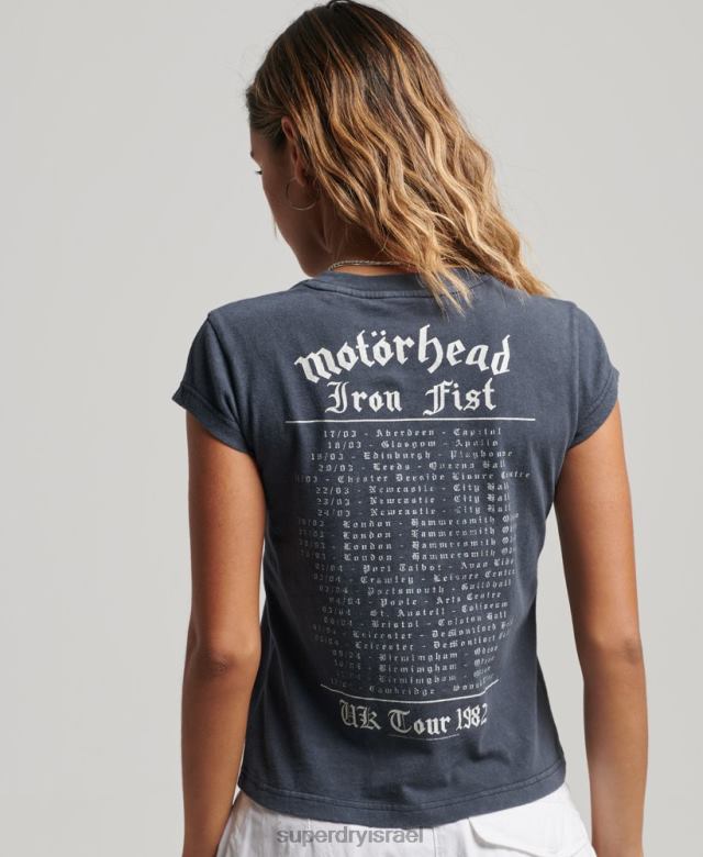 il Superdry נשים חולצת טריקו עם שרוול כובע motorhead שָׁחוֹר 4LX2Z2620 הַלבָּשָׁה