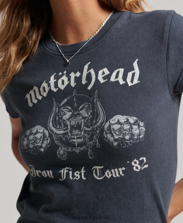 il Superdry נשים חולצת טריקו עם שרוול כובע motorhead שָׁחוֹר 4LX2Z2620 הַלבָּשָׁה