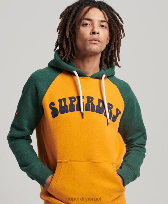 il Superdry גברים קפוצ'ון סופרבאם raglan זהב 4LX2Z501 הַלבָּשָׁה