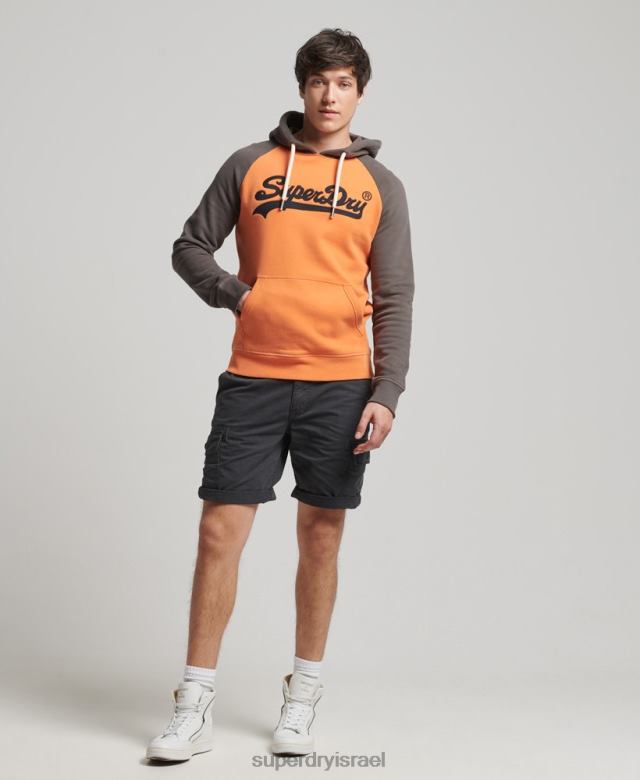 il Superdry גברים לוגו וינטג' קפוצ'ון אמריקאי קלאסיקה raglan תפוז 4LX2Z832 הַלבָּשָׁה