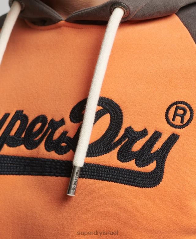 il Superdry גברים לוגו וינטג' קפוצ'ון אמריקאי קלאסיקה raglan תפוז 4LX2Z832 הַלבָּשָׁה