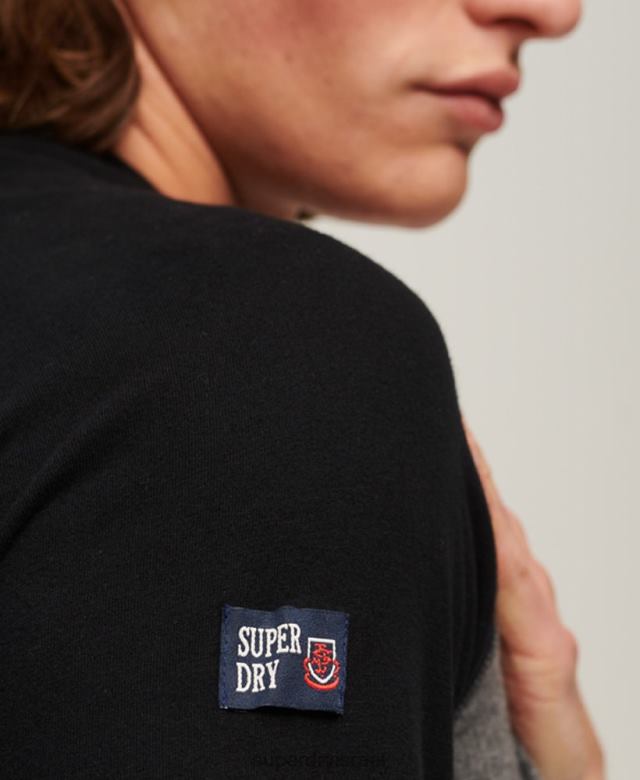 il Superdry גברים לוגו וינטג' חנות raglan עליונית עם שרוולים ארוכים אפור כהה 4LX2Z86 הַלבָּשָׁה