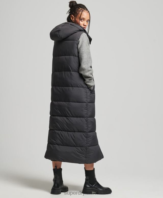 il Superdry נשים קפוצ'ון ripstop longline gilet שָׁחוֹר 4LX2Z3584 הַלבָּשָׁה