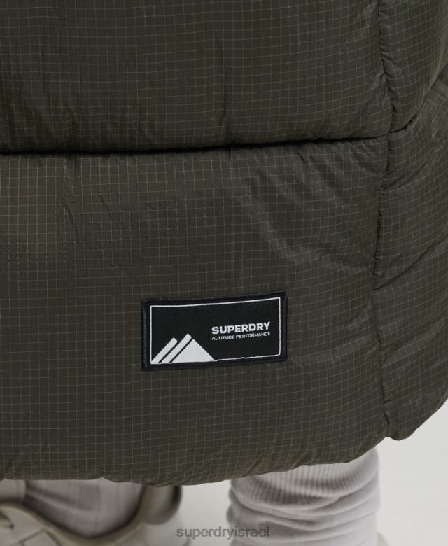 il Superdry נשים קפוצ'ון ripstop longline gilet ירוק 4LX2Z3675 הַלבָּשָׁה