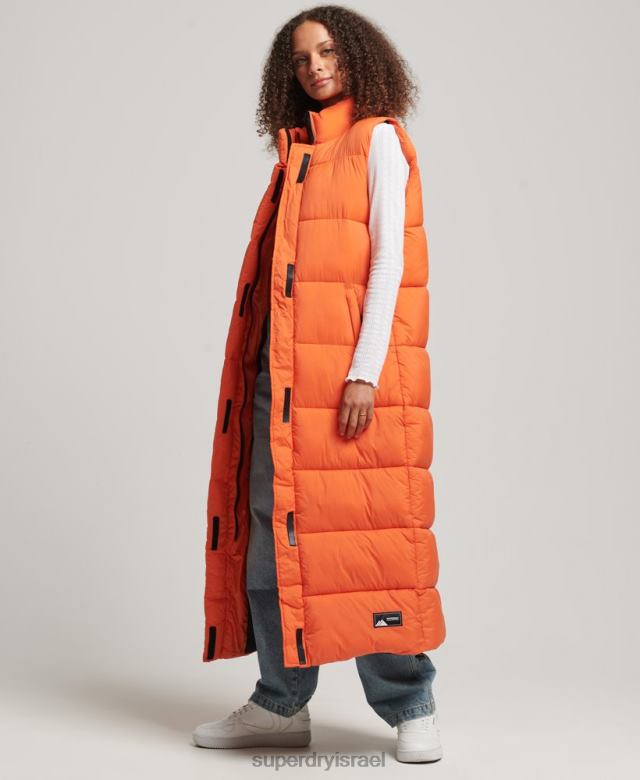 il Superdry נשים ripstop longline puffer gilet תפוז 4LX2Z3695 הַלבָּשָׁה