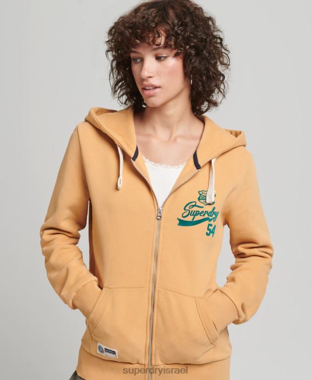 il Superdry נשים קפוצ'ון רוכסן מכללת script צהוב 4LX2Z3498 הַלבָּשָׁה