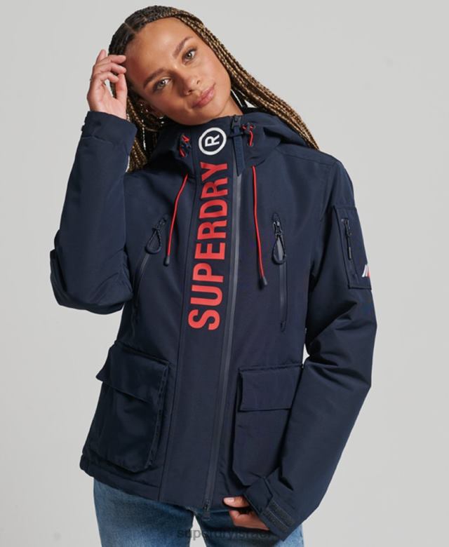 il Superdry נשים מעיל רוח אולטימטיבי sd עם ברדס חיל הים 4LX2Z3738 הַלבָּשָׁה