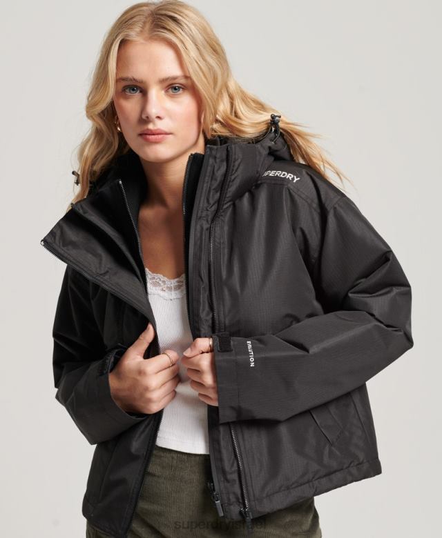 il Superdry נשים מעיל sd-windcheater שָׁחוֹר 4LX2Z3557 הַלבָּשָׁה