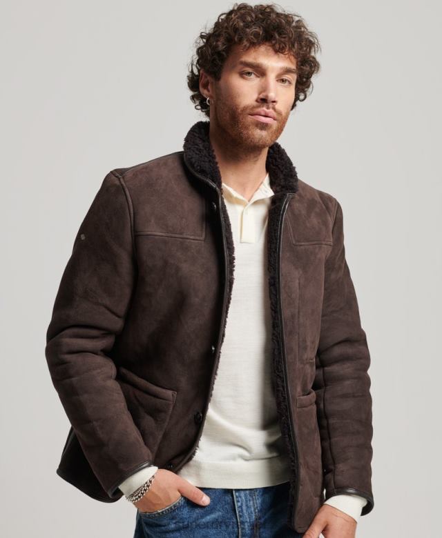 il Superdry גברים ז'קט לסיפון shearling חום 4LX2Z4743 הַלבָּשָׁה