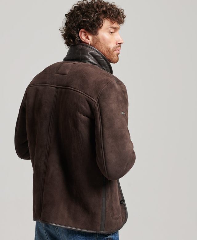 il Superdry גברים ז'קט לסיפון shearling חום 4LX2Z4743 הַלבָּשָׁה