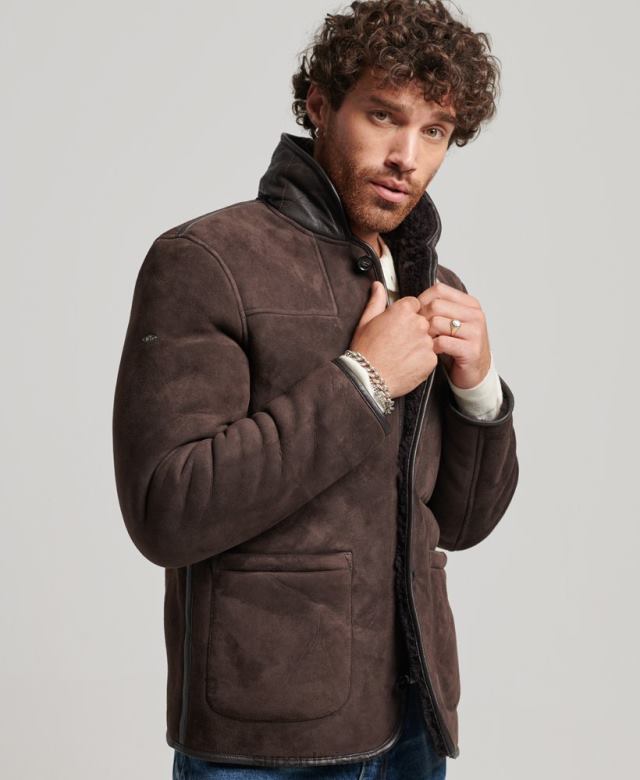 il Superdry גברים ז'קט לסיפון shearling חום 4LX2Z4743 הַלבָּשָׁה