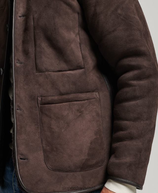 il Superdry גברים ז'קט לסיפון shearling חום 4LX2Z4743 הַלבָּשָׁה